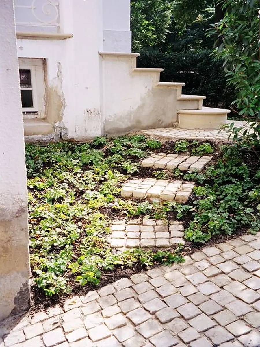 Pflasterweg aus Steinplatten